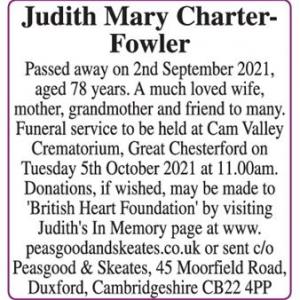 Judith Mary
 Charter-Fowler