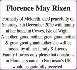 FLORENCE MAY RIXEN